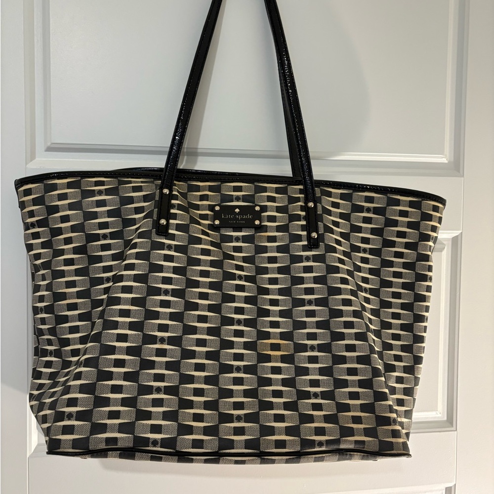 Kate Spade “Storybook” Black and Cream Tote Bag